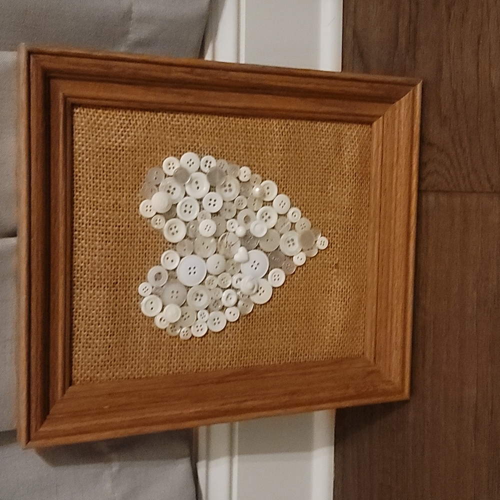 Vintage HANDMADE wood button heart pic